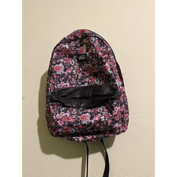 VANS Backpack Bookbag Back To School Floral Leather Accent Jansport Style - Picture 1 of 2
